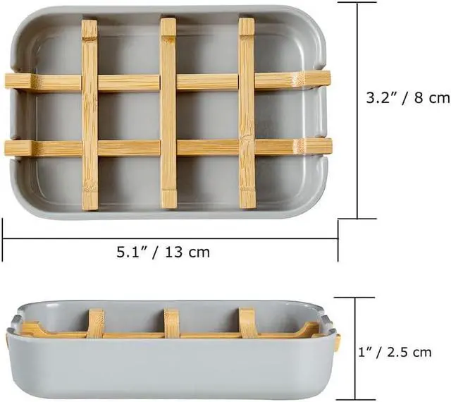 Alt view image 2 of 7 - Eco-Friendly Bamboo Soap Dishes, Removable Soap/Sponge Holder for Home, Bathtub Soap Tray, Grey
