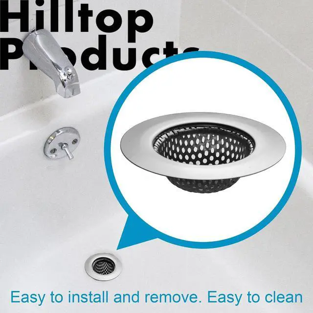 Alt view image 3 of 4 - 2 Pack - 2.75" Top / 1.5" Basket- Stainless Steel Bathtub Drain Strainer Cover Shower Hair Drain Catcher Sink Strainer Filter Basket for Bathroom
