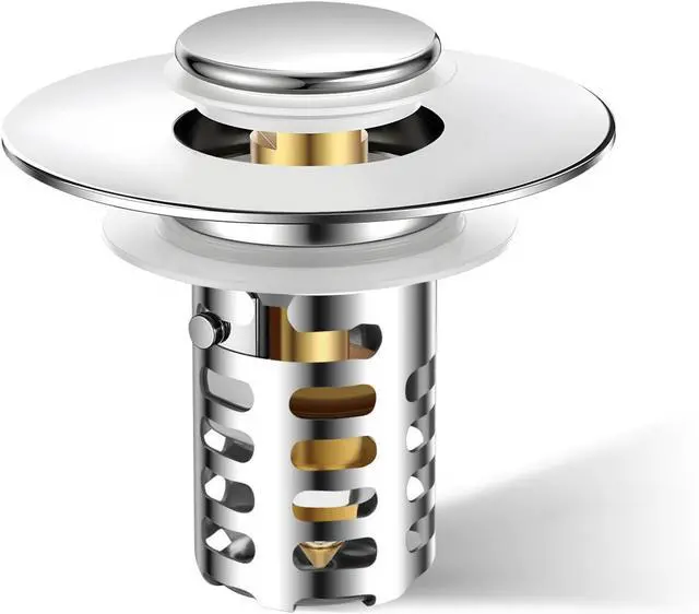 Main image of Bathroom Sink Drain Strainer,Universal Fit 99% Bathroom Sink Stopper, Anti-Clog Stainless Steel Drain Filter Basket, Removable Sink Drain for Bathroom Sink Stopper for (1.18'' to 2.17'' inch) Drain