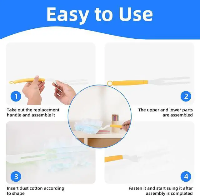 Alt view image 4 of 7 - Duster Handle Compatible with Swiffer Duster,Replacement Extendable Dusters Mop Handles for Swiffer Refill,Replaceable Small Duster Refill Handles for Tight Spaces(Yellow,1Pcs)