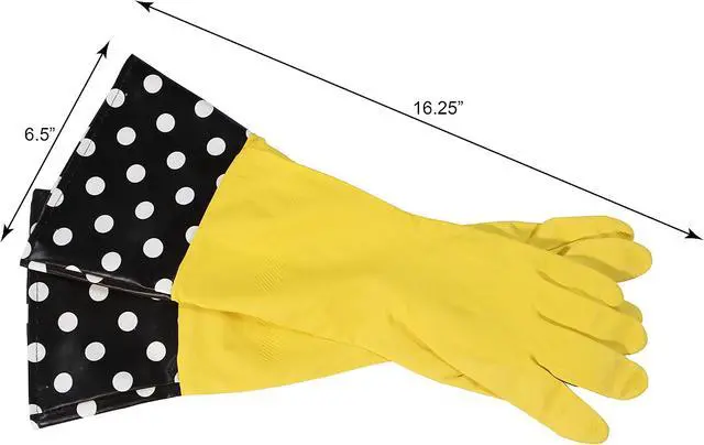Alt view image 2 of 7 - Glam Gloves Diswasher's Thick Latex Gloves for Kitchen & Home, Long Sleeves, One Size Fits All, 1 Pair, Yellow