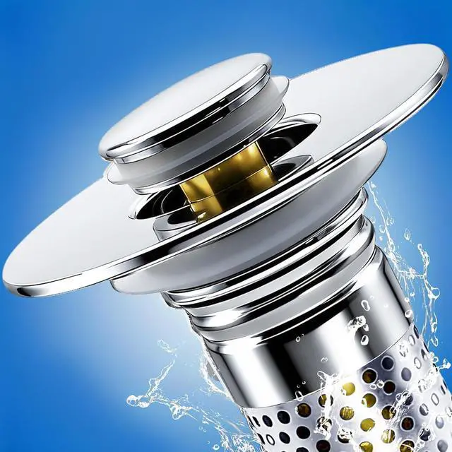 Alt view image 3 of 5 - Bathroom Sink Drain Strainer, Pop-up Sink Drain Strainer with Removable Stainless Basket Hair Catcher, Bathroom Sink Stopper,1 Pack