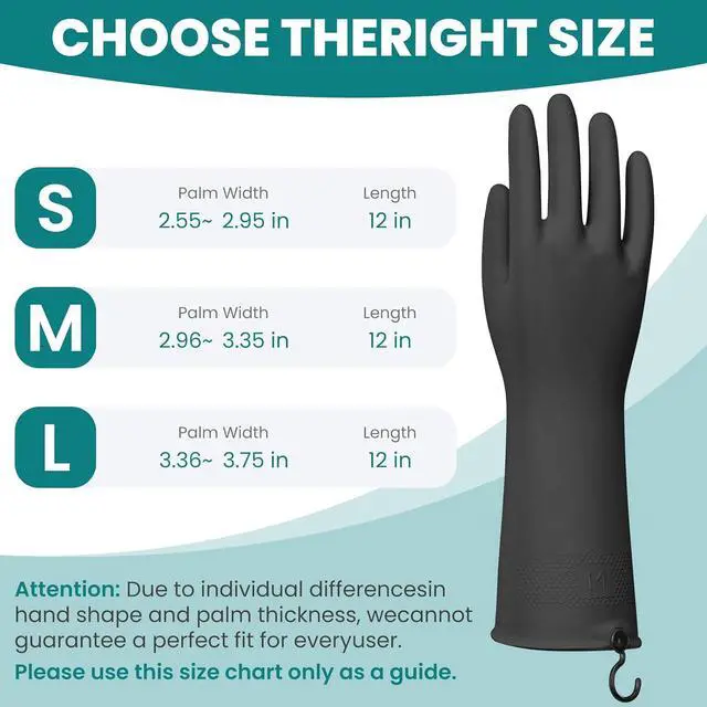 Alt view image 6 of 6 - 4 Pairs Rubber Dishwashing Gloves with Hanging Hooks - Reusable Cleaning Gloves for Kitchen & Household, Non-Slip, Durable and Flexible (Medium, 4 Colors: Black, Pink, Blue, Purple)