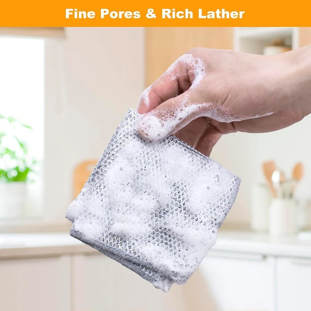 Alt view image 6 of 7 - Inkhut Non Scratch Wire Dishcloth, Multipurpose Wire Dishwashing Rag for Wet and Dry, Multifunctional Dish Rags for Washing Dishes, Reusable Steel Wool Scrubber for Kitchen Cleaning