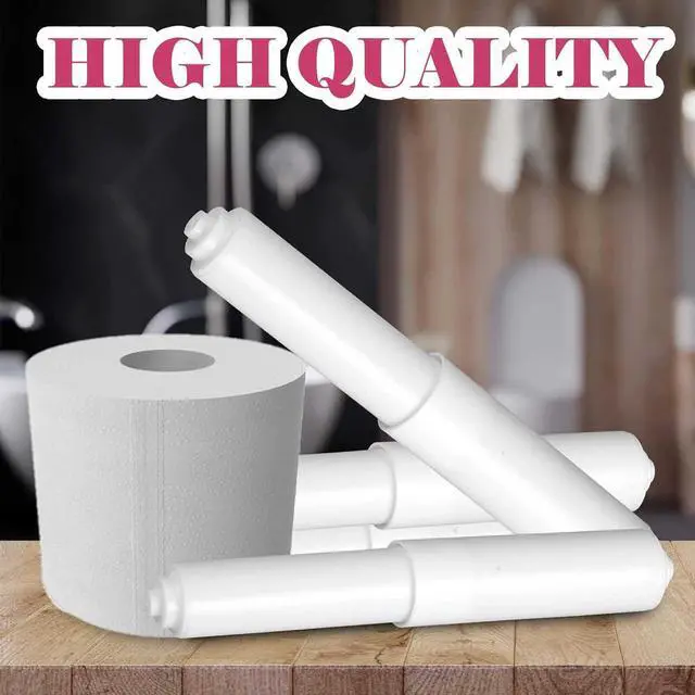 Alt view image 6 of 7 - 2 Pack White Toilet Paper Holder,Plastic Toilet Tissue Roll Holder Insert in Household Restaurant Toilet Replacement Roller Spring Loaded Rod