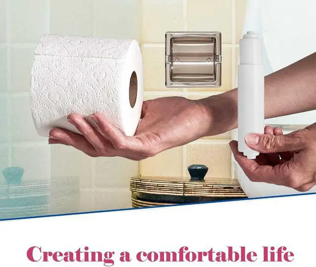 Alt view image 7 of 7 - 2 Pack White Toilet Paper Holder,Plastic Toilet Tissue Roll Holder Insert in Household Restaurant Toilet Replacement Roller Spring Loaded Rod