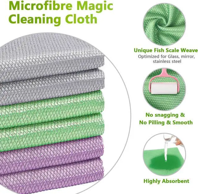 Alt view image 5 of 7 - HOMEXCEL Glass Cleaning Cloths 6 PK, Lint Free Towel for Windows, Mirrors