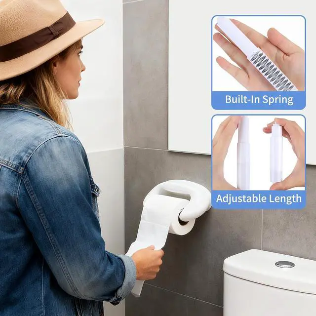 Alt view image 6 of 7 - 4 Pcs Spring Loaded Toilet Paper Holder,Tissue Holder for Toilet