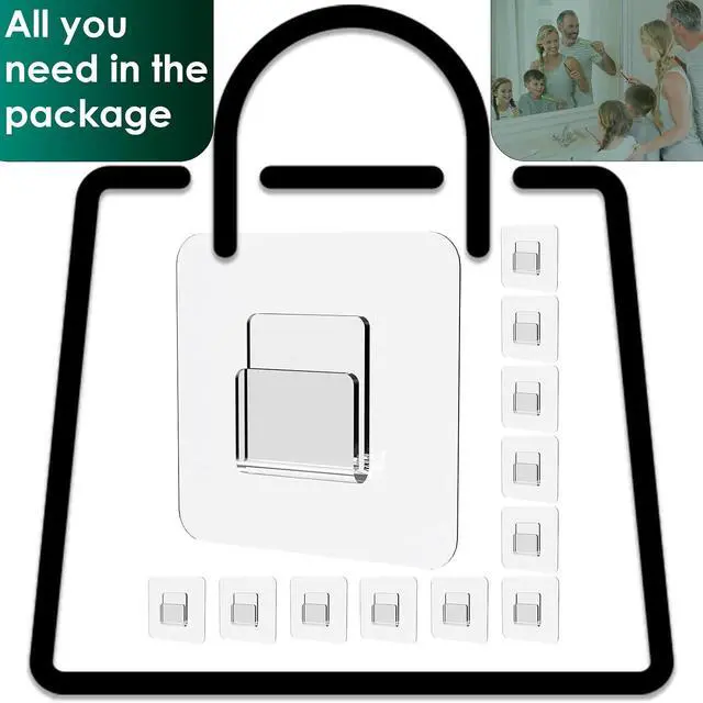 Alt view image 4 of 7 - Shower Caddy Adhesive Replacement Sticker, Shower Adhesive Strip Adhesive Hook Bathroom Storage Shelf Organizer Sticker (Transparent - 12 Packs - 1 Flat Hook)
