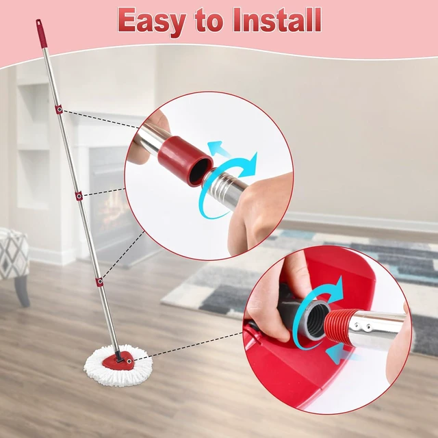 Alt view image 6 of 7 - Mop Handle for Ocedar, Mop Handle for O Cedar, Spin Mop Replacement Handle for O Cedar, 4 Section 30" to 58" Mops Handles for Cedar Spin Mops & H2pro Flat Mop