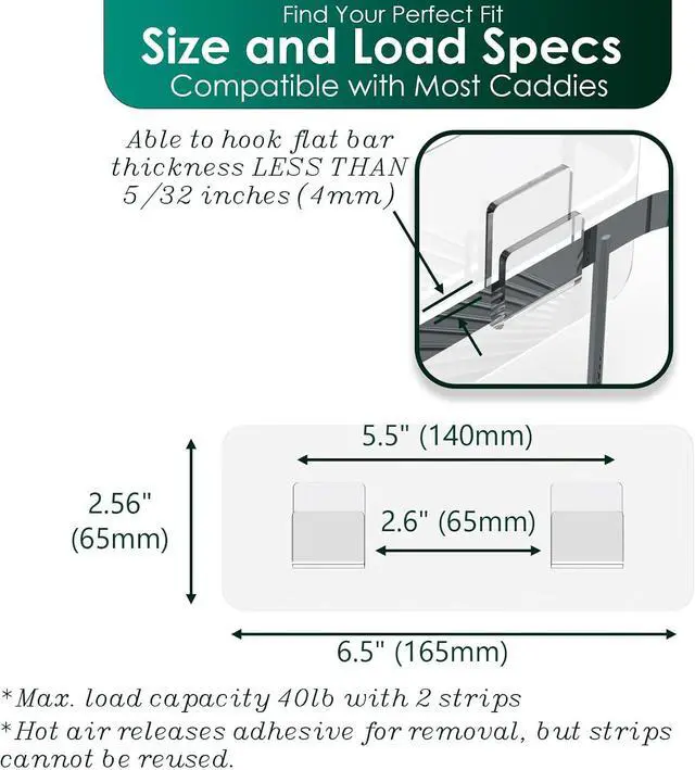 Alt view image 4 of 7 - Shower Caddy Adhesive Replacement Sticker, Shower Adhesive Strip Adhesive Hook Bathroom Storage Shelf Organizer Sticker (Transparent - 6 Packs - 2 Flat Hook)