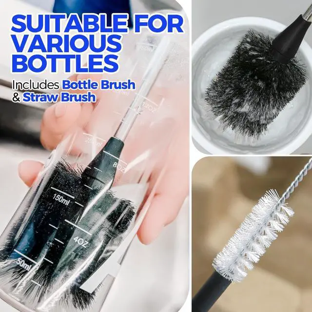 Alt view image 3 of 6 - Holikme 4 Pack Bottle Brush 14" Stainless Steel Straw Cleaner Brush,Black