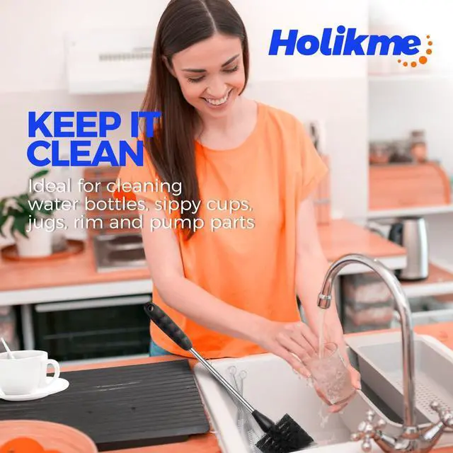 Alt view image 6 of 6 - Holikme 4 Pack Bottle Brush 14" Stainless Steel Straw Cleaner Brush,Black
