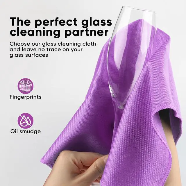 Alt view image 3 of 7 - HOMEXCEL Glass Cleaning Cloths 6PK, Streak Free Towel for Windows, 14x16in