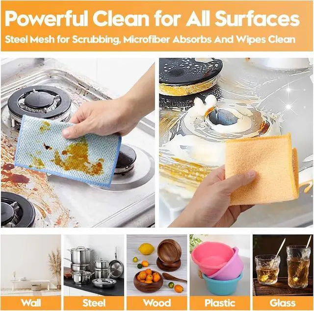 Alt view image 5 of 7 - Wire Dishwashing Rags, Dual-Sided Metal Dish Cloths, 16 Pack