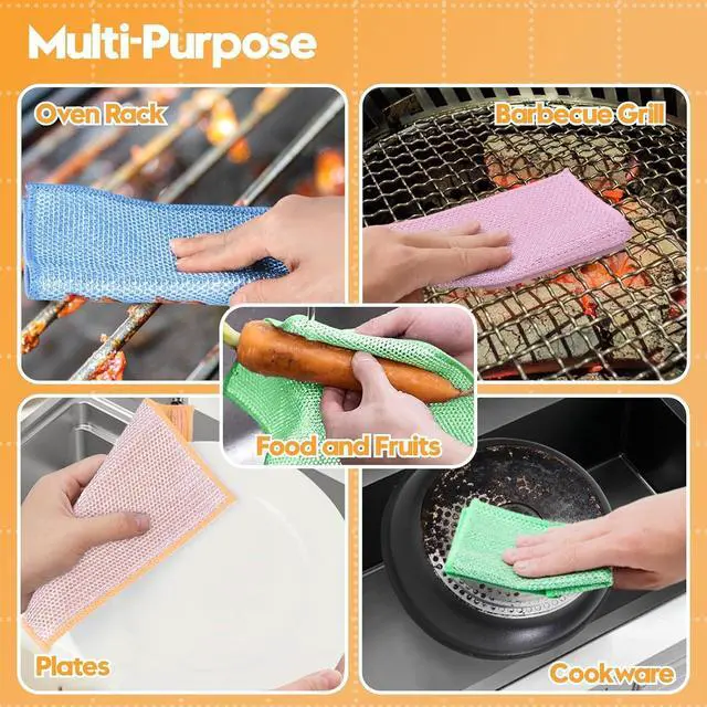 Alt view image 7 of 7 - Wire Dishwashing Rags, Dual-Sided Metal Dish Cloths, 16 Pack