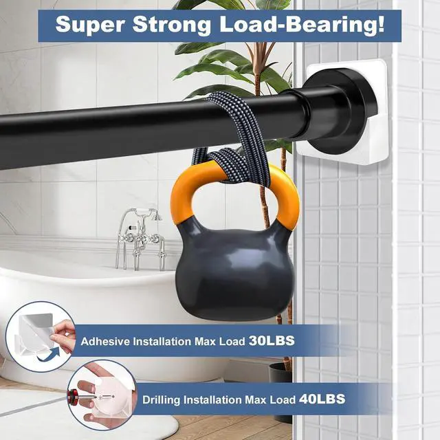 Alt view image 3 of 7 - YNL 2 Pack Adhesive Shower Rod Holders, Transparent Rod Retainer | Never Fall Down Shower Tension Rod Holders for Wall(Rod Not Included)