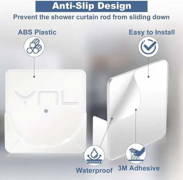 Alt view image 7 of 7 - YNL 2 Pack Adhesive Shower Rod Holders, Transparent Rod Retainer | Never Fall Down Shower Tension Rod Holders for Wall(Rod Not Included)