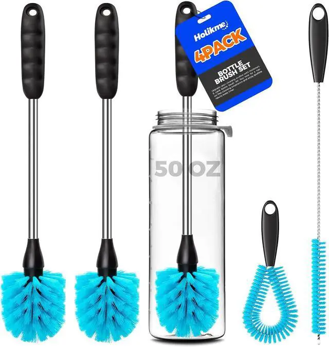 Main image of Holikme 4 Pack Bottle Brush 14.5" Long Handle Stainless Steel Brush,Blue