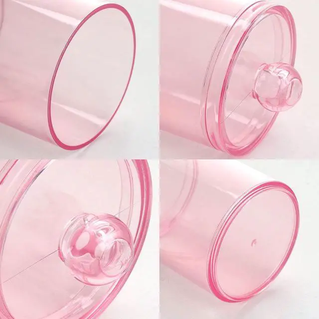Alt view image 4 of 7 - Tbestmax 3 Pack Cotton Swab Ball Pad Holder, 10 Oz Qtip Apothecary Jar Pink Makeup Organizer, Bathroom Containers Dispenser