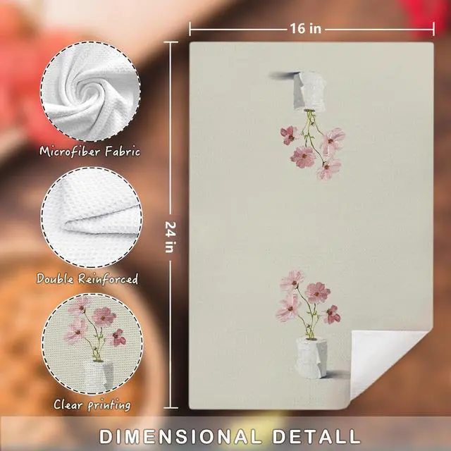 Alt view image 2 of 6 - Pink Floral Bathroom Hand Towels, Floral Bathroom Decor, Elegant Pink Flower Toilet Paper Decorative Hand Towels for Guest Bath Room Washroom Restroom Gym Spa Yoga Room, 16x24 Inch