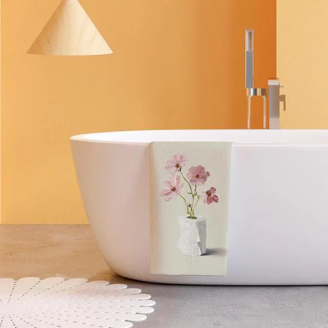 Alt view image 5 of 6 - Pink Floral Bathroom Hand Towels, Floral Bathroom Decor, Elegant Pink Flower Toilet Paper Decorative Hand Towels for Guest Bath Room Washroom Restroom Gym Spa Yoga Room, 16x24 Inch