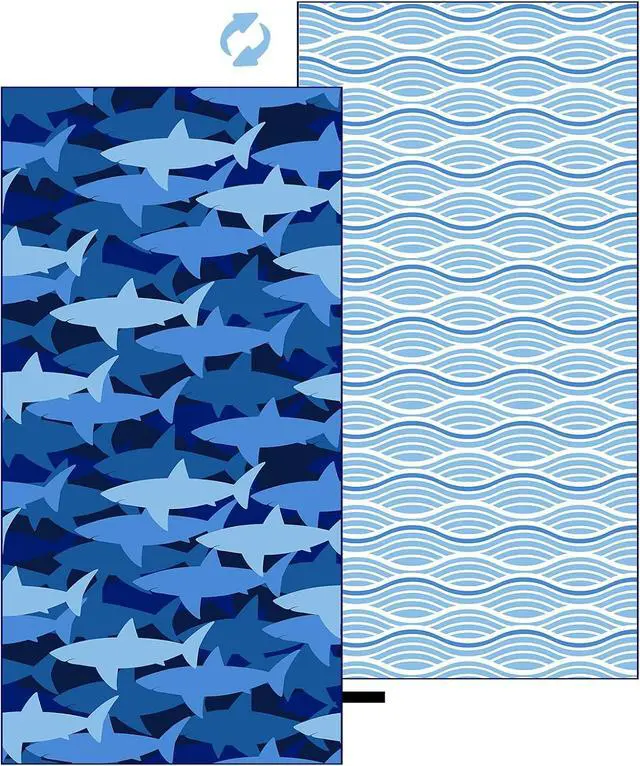 Main image of Large Microfiber Beach Towel, Blue Shark Sand Free Beach Towel for Travel