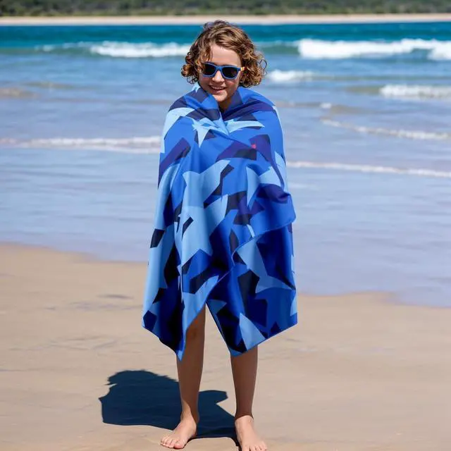 Alt view image 6 of 7 - Large Microfiber Beach Towel, Blue Shark Sand Free Beach Towel for Travel