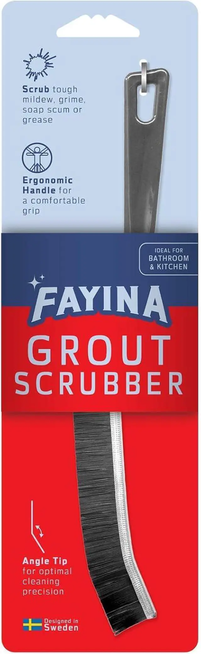 Alt view image 6 of 6 - Grout Cleaner Scrub Brush Deep Tile Joints - Stiff Angled Bristles for Showers, Bathtubs, Kitchens - Multi-Surface All-Around Household Cleaning Tool