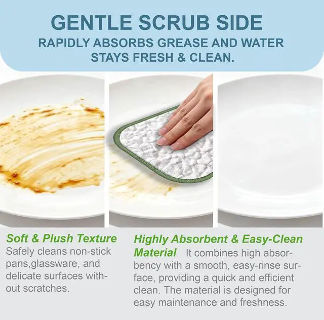 Alt view image 5 of 7 - 6PCS Double-Sided Non-Scratch Cleaning Cloths - Reusable Scrub Pads & Dish Cloths, Fast-Dry & Odor-Resistant for Non-Stick Pans, Glass, Stovetops & Sinks