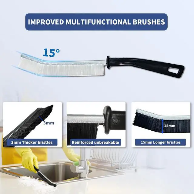 Alt view image 4 of 7 - Crevice Cleaning Brush, Hard-Bristled Gap Scrub Brush, Toilet Gap Cleaning Brush Tool, for Scrub Small Spaces, Kitchen, Bathroom, Corner, Grout, Sink, Window Tracks, Hinges, 3pcs