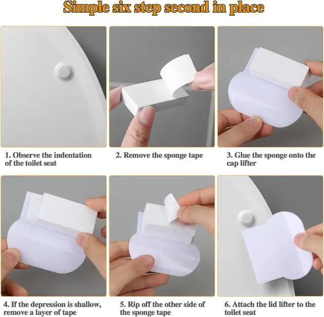 Alt view image 3 of 7 - Toilet Seat Lifter, Self Adhesive Toilet Cover Lifter, Whtie, 2 Pack