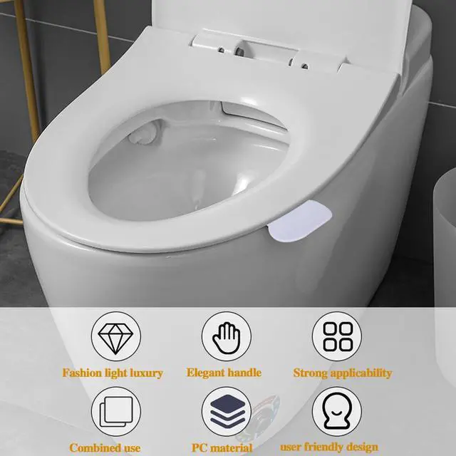 Alt view image 6 of 7 - Toilet Seat Lifter, Self Adhesive Toilet Cover Lifter, Whtie, 2 Pack