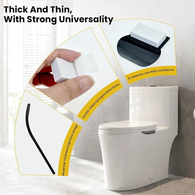 Alt view image 4 of 7 - Self Adhesive Toilet Lid Cover Lifter, Avoid Touching Sticky Toilet Seat Lifter Handle