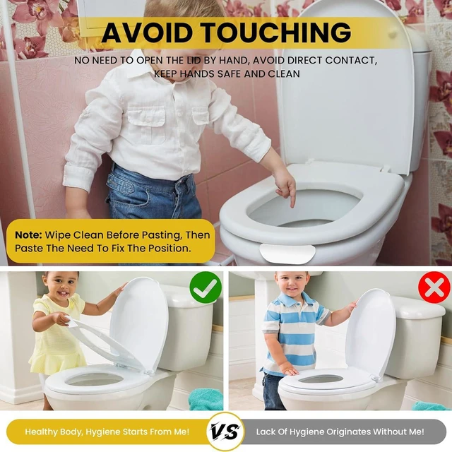 Alt view image 6 of 7 - Self Adhesive Toilet Lid Cover Lifter, Avoid Touching Sticky Toilet Seat Lifter Handle
