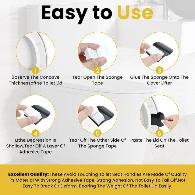 Alt view image 5 of 7 - Self Adhesive Toilet Lid Cover Lifter, Avoid Touching Sticky Toilet Seat Lifter Handle