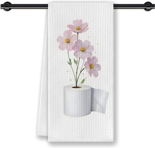 Main image of Pink Floral Bathroom Hand Towels, Cosmos Bipinnatus Flower Toilet Paper Decorative Hand Towels for Bathroom Washroom Restroom Gym Spa Yoga Room, 16x24 Inches