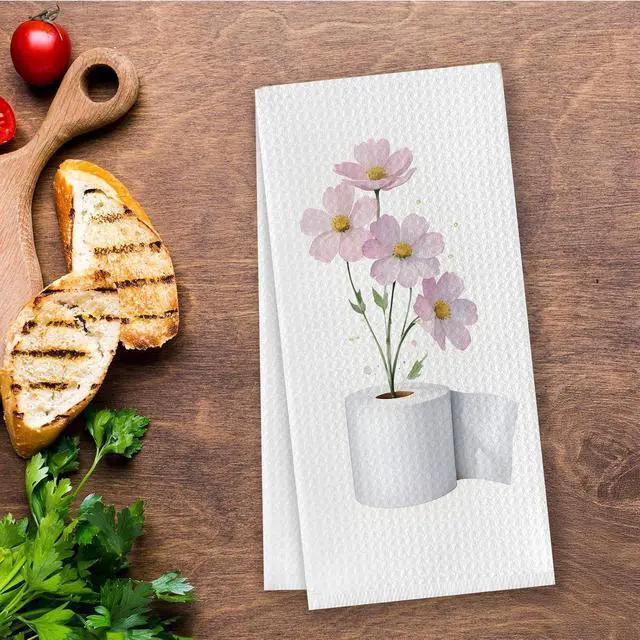 Alt view image 2 of 7 - Pink Floral Bathroom Hand Towels, Cosmos Bipinnatus Flower Toilet Paper Decorative Hand Towels for Bathroom Washroom Restroom Gym Spa Yoga Room, 16x24 Inches