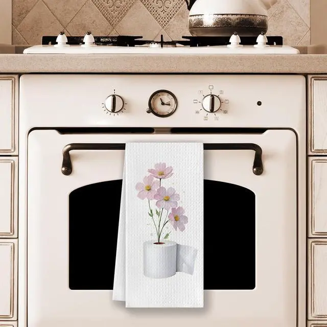 Alt view image 4 of 7 - Pink Floral Bathroom Hand Towels, Cosmos Bipinnatus Flower Toilet Paper Decorative Hand Towels for Bathroom Washroom Restroom Gym Spa Yoga Room, 16x24 Inches