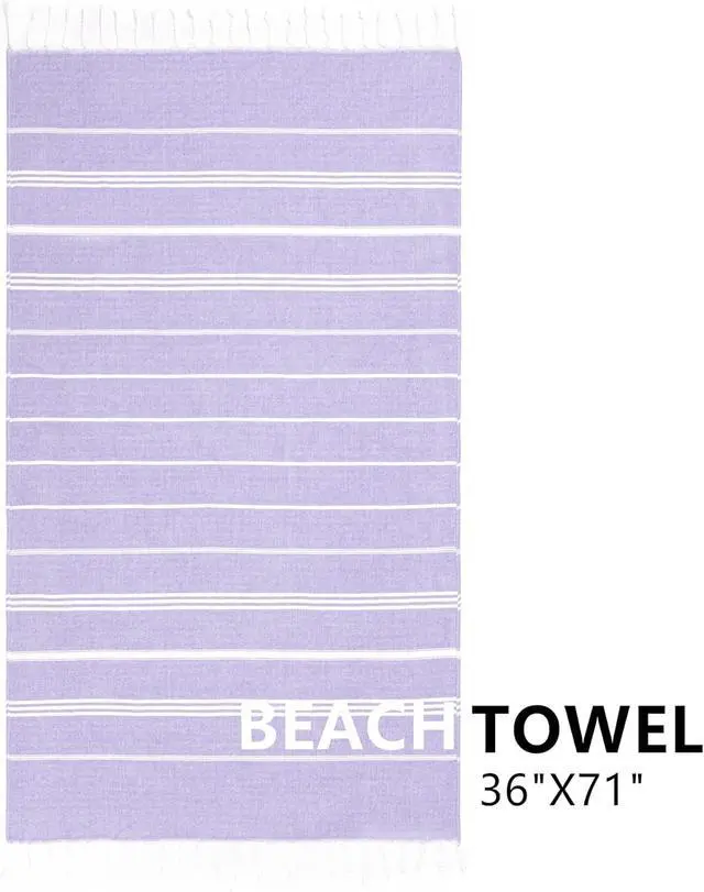 Alt view image 2 of 7 - Turkish Beach Towel, 36"x71" Quick Dry Sand Free Oversized Towel, Purple