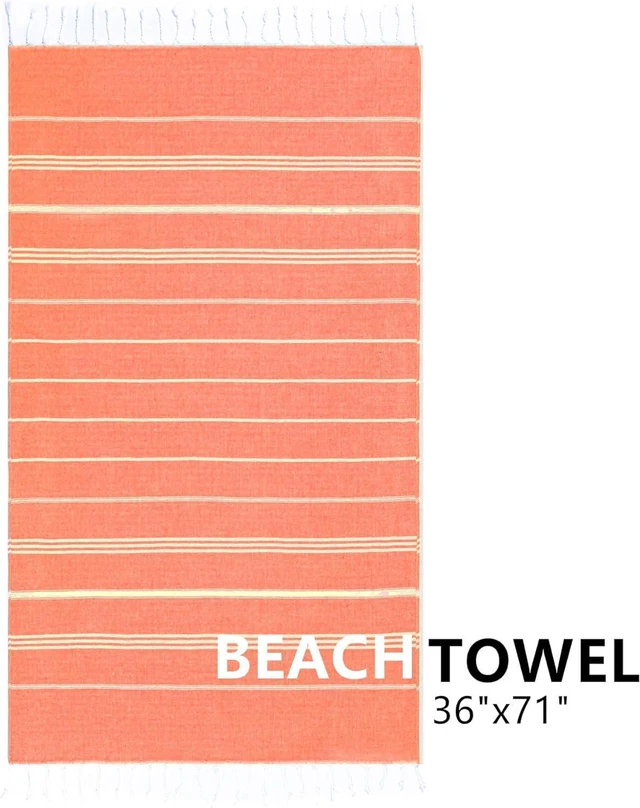 Alt view image 2 of 7 - Turkish Beach Towel, 36"x71" Quick Dry Sand Free Oversized, Thinner Coral