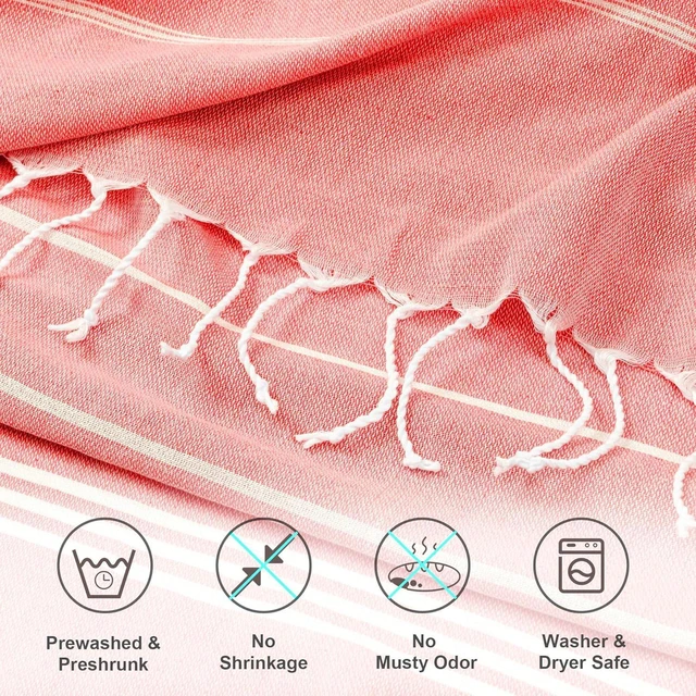 Alt view image 3 of 7 - Turkish Beach Towel, 36"x71" Quick Dry Sand Free Oversized, Thinner Coral