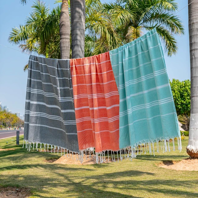 Alt view image 5 of 7 - Turkish Beach Towel, 36"x71" Quick Dry Sand Free Oversized, Thinner Coral