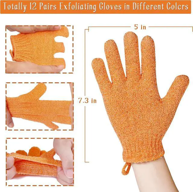 Alt view image 2 of 7 - Shower Gloves 24 Pcs Exfoliating with Hanging Loop, 12 Colors