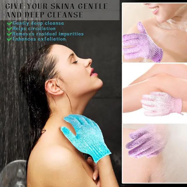 Alt view image 4 of 7 - Shower Gloves 24 Pcs Exfoliating with Hanging Loop, 12 Colors