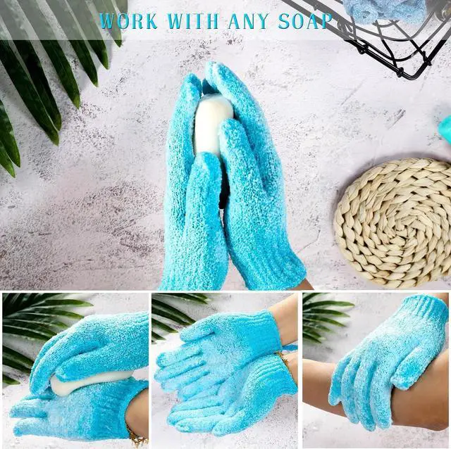 Alt view image 7 of 7 - Shower Gloves 24 Pcs Exfoliating with Hanging Loop, 12 Colors