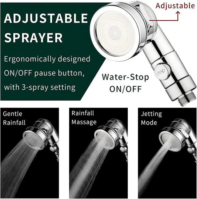 Alt view image 5 of 6 - Sink Faucet Sprayer Attachment - Salon Shampoo Bowl Spray Head, Pedicure Chair Shower Head With Stop Water-saving Function, Adjustable Handheld Sprayer for Salon & Spa Chairs