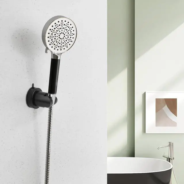 Alt view image 6 of 6 - Suction Cup Shower Head Holder, Removable Shower Head Bracket No Drill Wall Mount Holder, ABS Plastic Shower Wand Holder Universal Suction Holder for Bathroom(Black)
