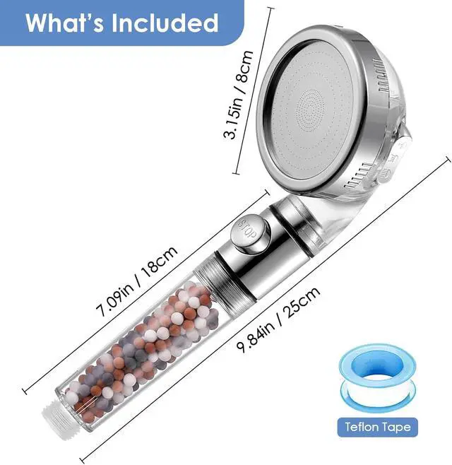 Alt view image 6 of 6 - Vacto High Pressure Handheld Shower Head with Filter, Hard Water Softener Water Purifying Filtered Showerheads with Filter Beads, Shower Head Kits (No Hose and Bracket)