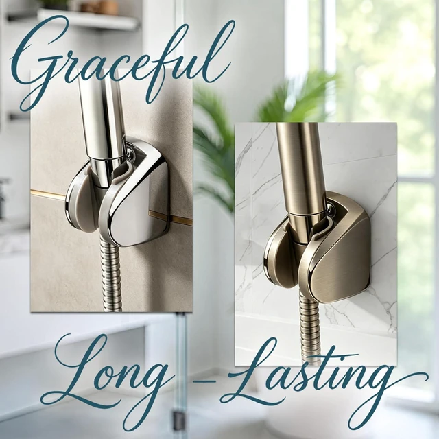 Alt view image 2 of 6 - YOO.MEE Wall Mount Shower Bracket, Wide Angle Adjustment, Screw Fix, Chrome